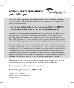 Conseiller/&egrave;re sp&eacute;cialis&eacute;(e) pour l`Afrique