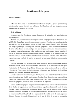 La réforme de la passe
