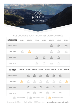 NOS COURS DE YOGA – HORAIRES DE FIN D`ANNÉE