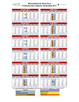 Municipalité de Saint-Ours Collectes des matières résiduelles 2017