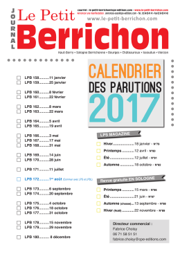 Calendrier - Le petit Berrichon