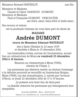 andr&eacute;e dUMONT