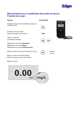 Mode d`emploi pour la modification des unités de mesure Promille
