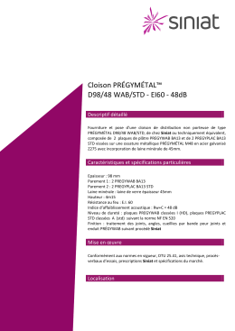 Cloison PR&Eacute;GYM&Eacute;TAL D98-48 WAB-STD - EI60 - 48dB
