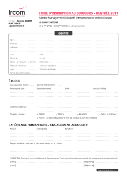 fiche d`inscription au concours - rentr&eacute;e 2017