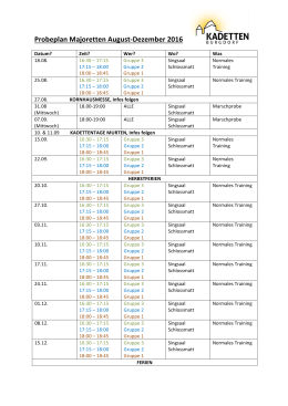 Probeplan Majoretten August-Dezember 2016