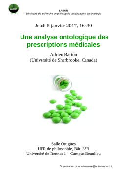 Une analyse ontologique des prescriptions m&eacute;dicales