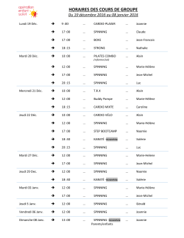 HORAIRES DES COURS DE GROUPE