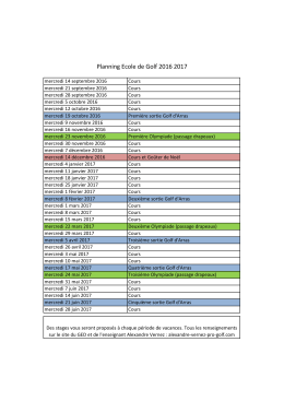 Calendrier - Golf Educatif de Douai