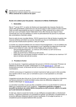 Accès à la culture pour les jeunes : mesures et - Accueil