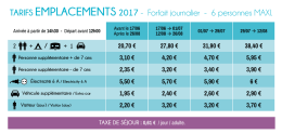TArIFs EMPLACEMENTs2017 - Forfait journalier