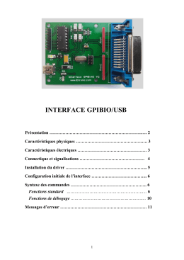 Manuel interface - Carte GPIBIO/USB