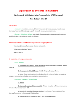 Exploration du Syst&egrave;me Immunitaire