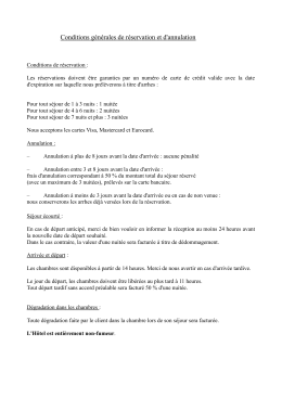 Conditions générales de réservation et d`annulation