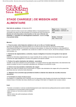 stage charge(e ) de mission aide alimentaire