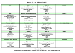 Menus du 3 au 20 Janvier 2017