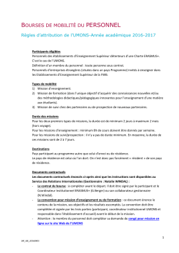 BOURSES DE MOBILITÉ DU PERSONNEL