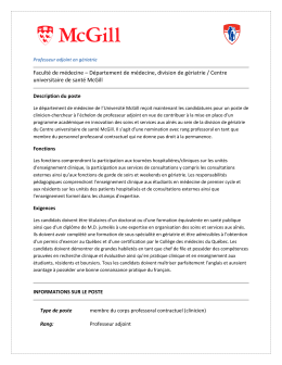 Département de médecine, division de gériatrie / Centre