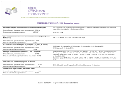 Calendrier prix 2017-2019 - Réseau intervention et changement