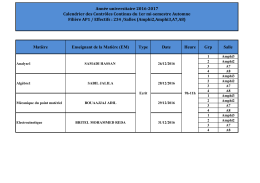 Mati&egrave;re Enseignant de la Mati&egrave;re (EM) Type Date Heure Grp Salle