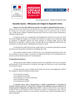 Garantie Jeunes : 400 jeunes ont intégré le dispositif à Paris