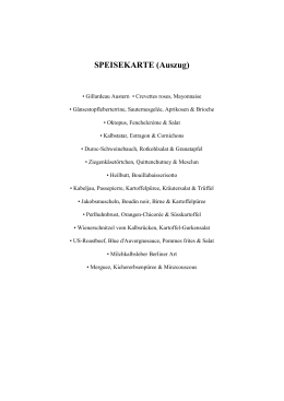 SPEISEKARTE (Auszug)