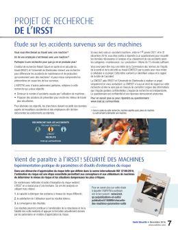 Vient de paraître à l`IRSST ! SÉCURITÉ DES MACHINES