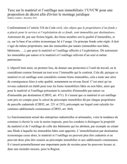 Taxe sur le matériel et l`outillage non immobilisés: l`UVCW pour une