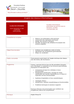 Anglais des r&eacute;seaux informatiques - Universit&eacute; Toulouse