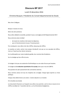 Discours BP 2017 - Conseil Général du Doubs