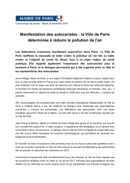 Manifestation des autocaristes : la Ville de Paris