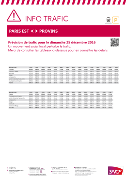 PROVINS Prévision de trafic pour le dimanche 25