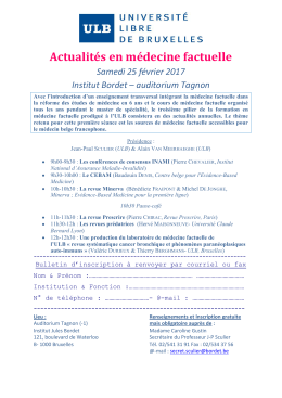 Actualités en médecine factuelle - Institut Jules Bordet Instituut