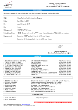 Convocation au Stage Cadets