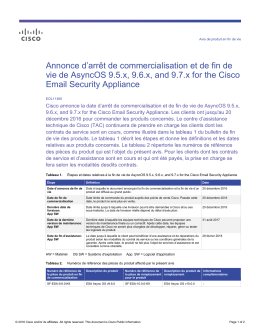 Annonce d`arr&ecirc;t de commercialisation et de fin de vie de