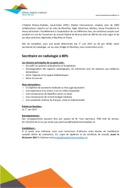 (Secr&eacute;taire en radiologie - 12.2016) - H&ocirc;pital Riviera