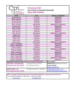 Permanences 2017 des Conseils en Propriété Industrielle