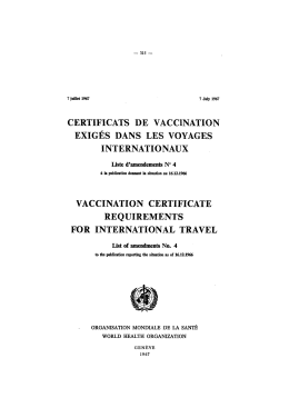 certificats de vaccination exigés dans les voyages internationaux