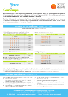 conditions d`exonération / tax exemption tarifs de la taxe de séjour