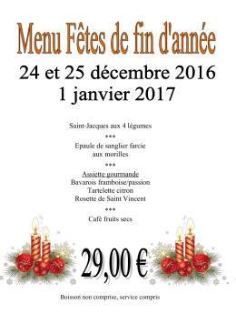 Menu Fêtes de fin d`année - Restaurant de la Roseraie