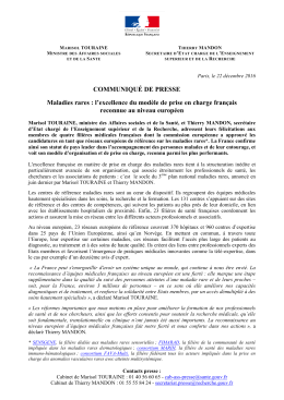 COMMUNIQU&Eacute; DE PRESSE Maladies rares