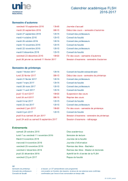 Calendrier de la FLSH-Année académique 2016-2017