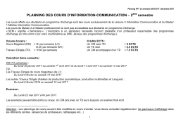 Planning Info-Comm S2 2016-2017 - Université Paris 2 Panthéon