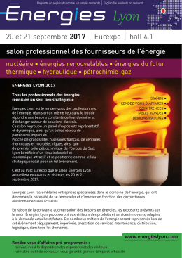 20 et 21 septembre 2017 | Eurexpo | hall 4.1