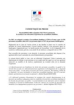 COMMUNIQU&Eacute; DE PRESSE