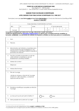 Formulaire Subside OUVRAGES - FRS-FNRS