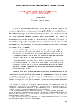 Anscombe et Sartre. Vers une &eacute;tude comparative