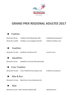 Le calendrier du Grand Prix Régional Adultes