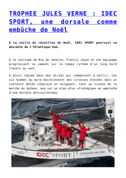 TROPHEE JULES VERNE : IDEC SPORT, une dorsale comme