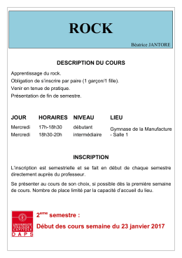 2 semestre : D&eacute;but des cours semaine du 23 janvier 2017